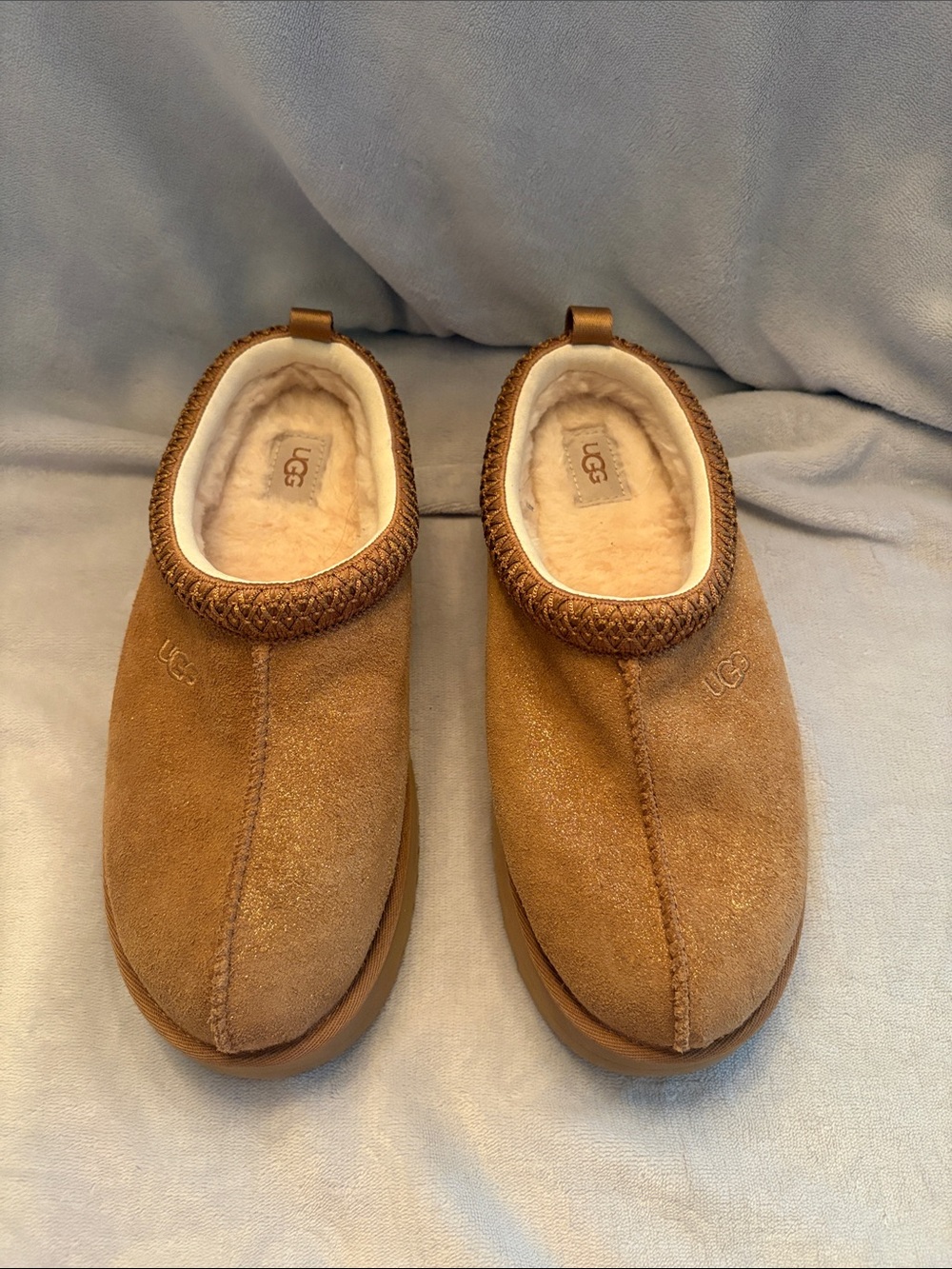 UGG Chestnut Suede Slip-On Shearling Loafers Kids size
